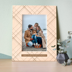 Eenvoudig plaid patroon familienaam gegraveerde lijstjes