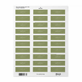 Eenvoudig Plain Moss Green Typografie Retouradres Etiket (Full Sheet)