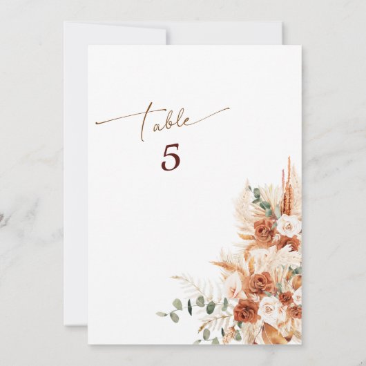 eenvoudig plan bohemian Script trouwtafel nummer Kaart (Achterkant)