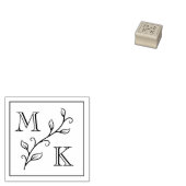 Eenvoudig Plant Monogram Initialen Bruiloft Koppel Rubberstempel (Gestempeld)