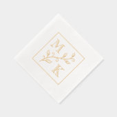 Eenvoudig Plant Monogram Initialen Bruiloft Paar Folie Servetten (Rechts)