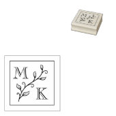 Eenvoudig Plant Monogram Initialen Bruiloft Paar Rubberstempel (Gestempeld)