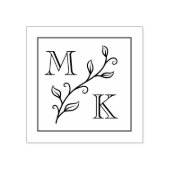 Eenvoudig Plant Monogram Initialen Bruiloft Paar Rubberstempel (Afrduk)