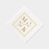 Eenvoudig Plant Monogram Initialen Bruiloft Paar V Folie Servetten (Rechts)