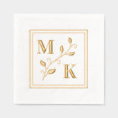 Eenvoudig Plant Monogram Initialen Bruiloft Paar V Folie Servetten (Voorkant)