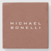 Eenvoudig platte bruine, moderne Jouw naam Stenen Onderzetter (Voorkant)