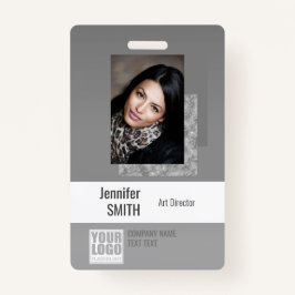 Eenvoudig platte grijze streepjescode-ID foto-sjab Badge