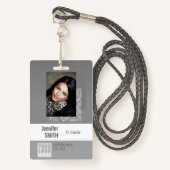 Eenvoudig platte grijze streepjescode-ID foto-sjab Badge (Voorkant met draagriem)