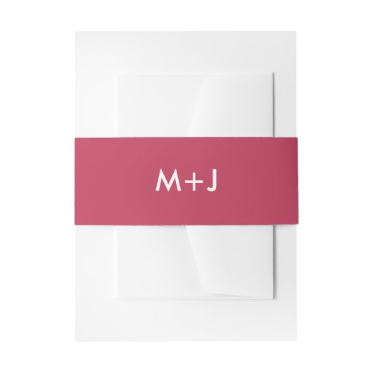 Eenvoudig platte magenta monogram huwelijk uitnodigingen wikkel (Voorkant Voorbeeld)