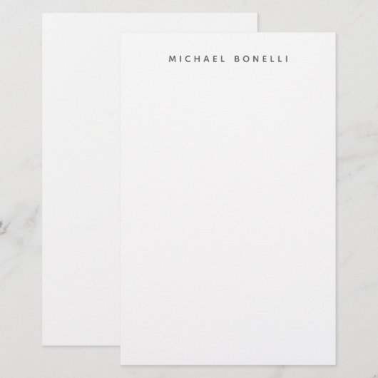 Eenvoudig platte minimalistisch elegant modern wit briefpapier (Voorkant / Achterkant)