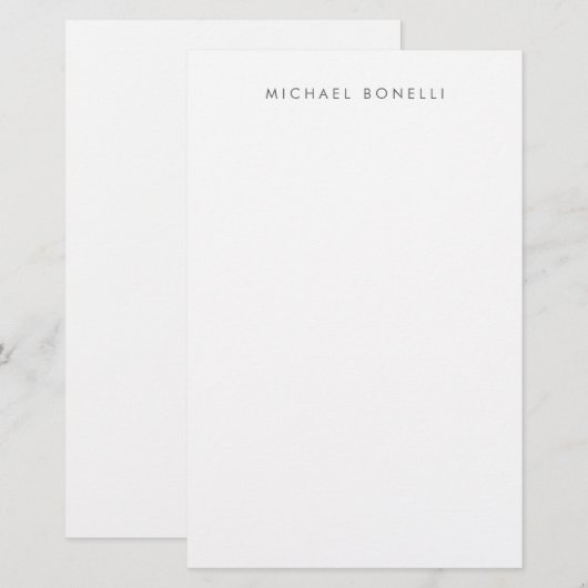 Eenvoudig platte minimalistisch elegant modern wit briefpapier (Voorkant / Achterkant)