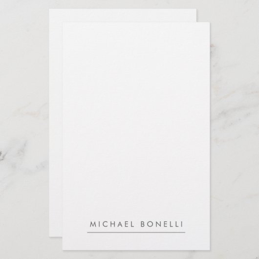 Eenvoudig platte minimalistisch elegant modern wit briefpapier (Voorkant / Achterkant)