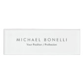 Eenvoudig platte minimalistisch elegant modern wit naambadge (Voorkant)