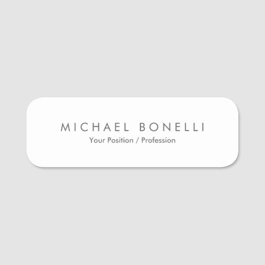 Eenvoudig platte minimalistisch elegant modern wit naamplaatje (Voorkant)