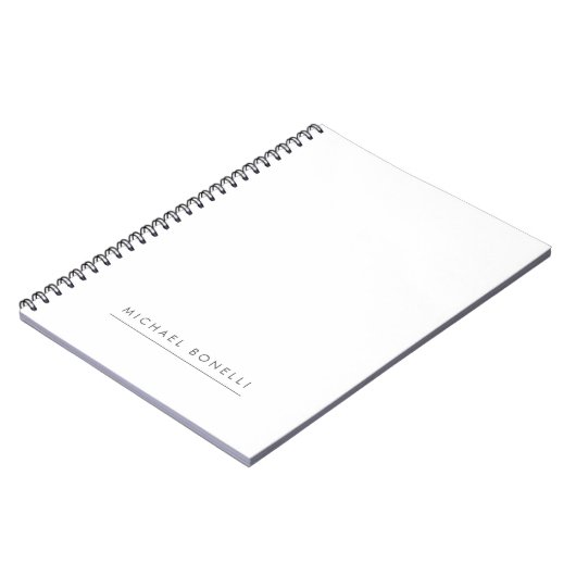 Eenvoudig platte minimalistisch elegant modern wit notitieboek (Linkerzijde)