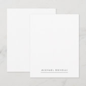 Eenvoudig platte minimalistisch elegant modern wit notitiekaartje (Voorkant / Achterkant)