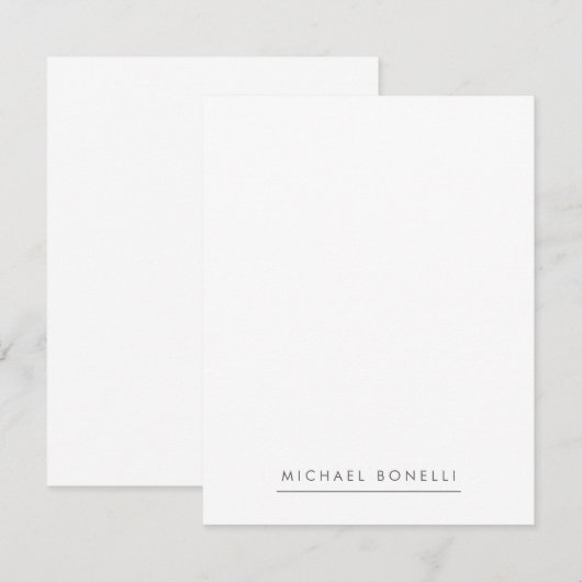 Eenvoudig platte minimalistisch elegant modern wit notitiekaartje (Voorkant / Achterkant)