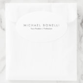 Eenvoudig platte minimalistisch elegant modern wit ovale sticker (Tas)