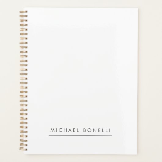 Eenvoudig platte minimalistisch elegant modern wit planner (Voorkant)