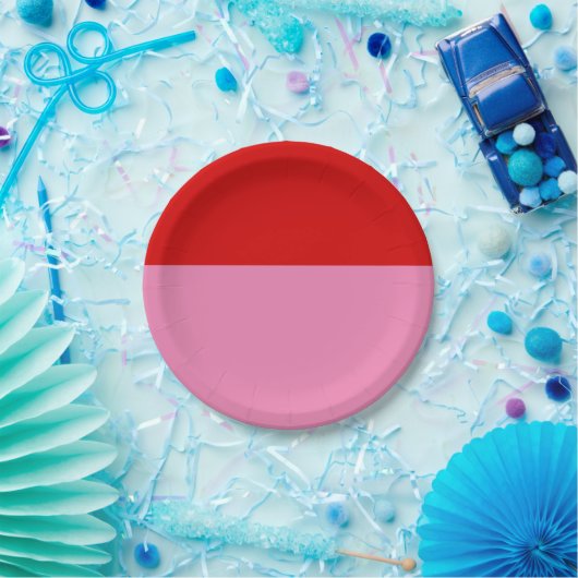 Eenvoudig platte rood en roze feestvieren papieren bordje (Feest)