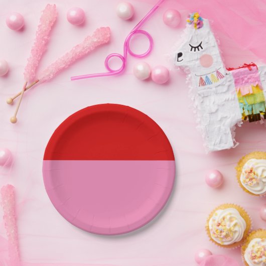 Eenvoudig platte rood en roze feestvieren papieren bordje (Feest)