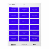 Eenvoudig platte Ultramarine Blue Elegant Modern Etiket (Full Sheet)