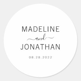 Eenvoudig platte witte bruiloft ronde sticker