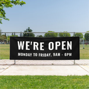 Eenvoudig platte zwart We zijn open winkelsignaal  Spandoek