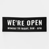 Eenvoudig platte zwart We zijn open winkelsignaal Spandoek (Horizontaal)