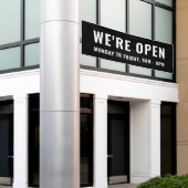 Eenvoudig platte zwart We zijn open winkelsignaal Spandoek (Buitenkant Gebouw)