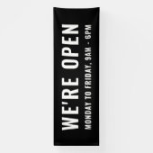 Eenvoudig platte zwart We zijn open winkelsignaal Spandoek (Verticaal)