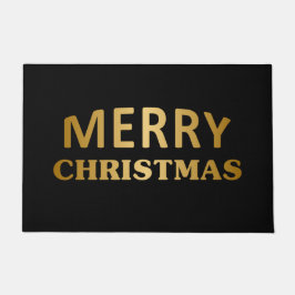 Eenvoudig platte zwarte en gouden kerstklep deurmat