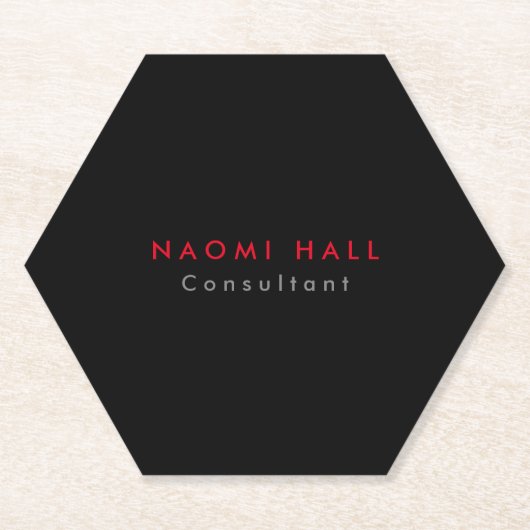 Eenvoudig platte zwarte rode minimalist kartonnen onderzetters (Voorkant)