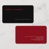 Eenvoudig platte zwarte rode minimalist visitekaartje (Voorkant / Achterkant)