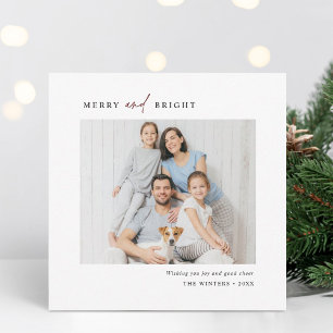 Eenvoudig plein voor Merry en Bright Family Photo  Feestdagenkaart