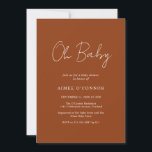 Eenvoudig pompoen, bijtend script, Baby shower Kaart<br><div class="desc">Moderne pompoenkleurige baby shower-uitnodiging met een eenvoudig design met "Oh Baby" in een roestachtige stijl script-typografie. Deze elegante genderneutrale uitnodiging met een minimalistische lay-out is geweldig voor een herfst/Halloween baby shower,  of je nu een jongen of een meisje hebt.</div>
