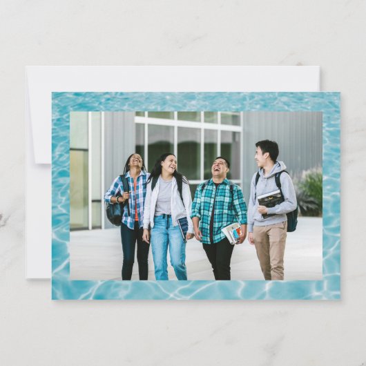Eenvoudig Pool Party Photo Afstuderen Kaart (Achterkant)