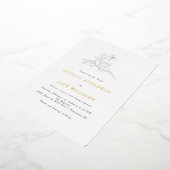 Eenvoudig potlood Botanical Weddenschap Gold Folie Uitnodiging (Gedraaid)