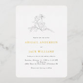 Eenvoudig potlood Botanical Weddenschap II Gold Folie Uitnodiging (Voorkant)