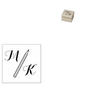 Eenvoudig potlood Monogram Initialen 1x1 Rubberstempel (Gestempeld)