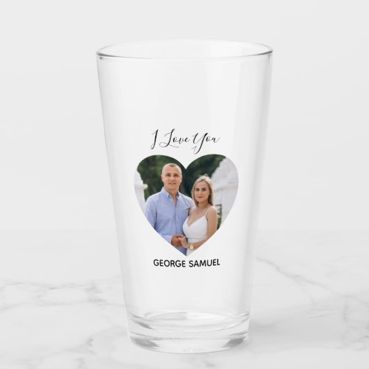 Eenvoudig prachtig valentijnskoppel bierglas glas (Voorkant)