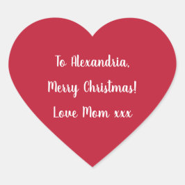 Eenvoudig Prettig Kerstfeest van mama Rood en Wit Hart Sticker