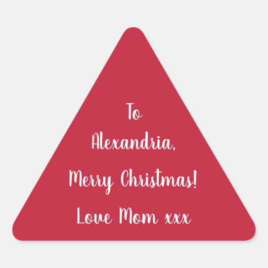 Eenvoudig Prettig kerstfeest van mama Rood en Wit Sticker (Voorkant)