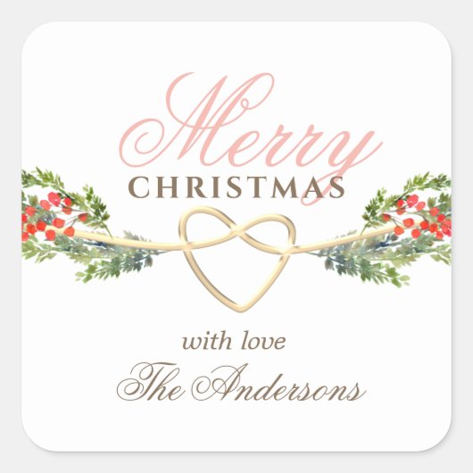Eenvoudig prettig kerstfeest vierkante sticker (Voorkant)