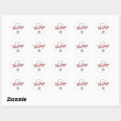 Eenvoudig Prettig Kerstmis Rood Schrifttype Zakeli Ronde Sticker (Vel)