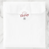 Eenvoudig Prettig Kerstmis Rood Schrifttype Zakeli Ronde Sticker (Tas)