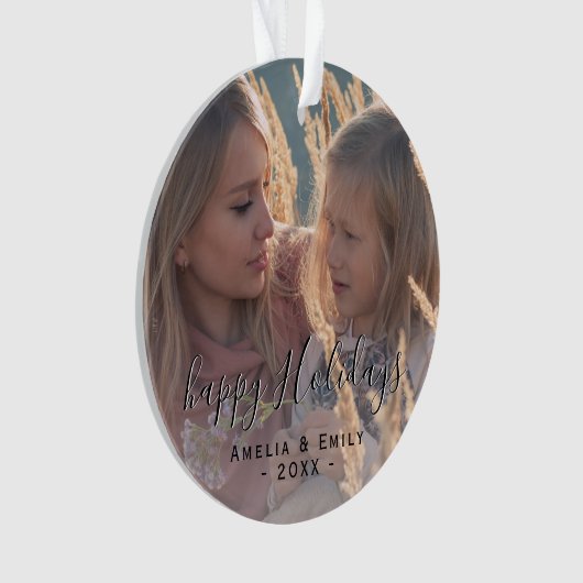 Eenvoudig Prettige feestdagen script, volledige ke Ornament (voorkant)