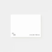 Eenvoudig Professioneel 2 Monogram Initiaal Zwart Post-it® Notes (Voorkant)