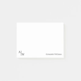 Eenvoudig Professioneel 2 Monogram Initiaal Zwart  Post-it® Notes