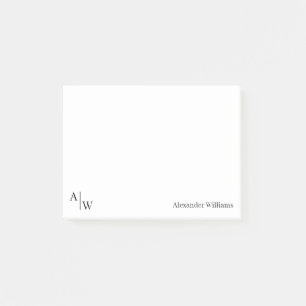 Eenvoudig Professioneel 2 Monogram Initiaal Zwart  Post-it® Notes